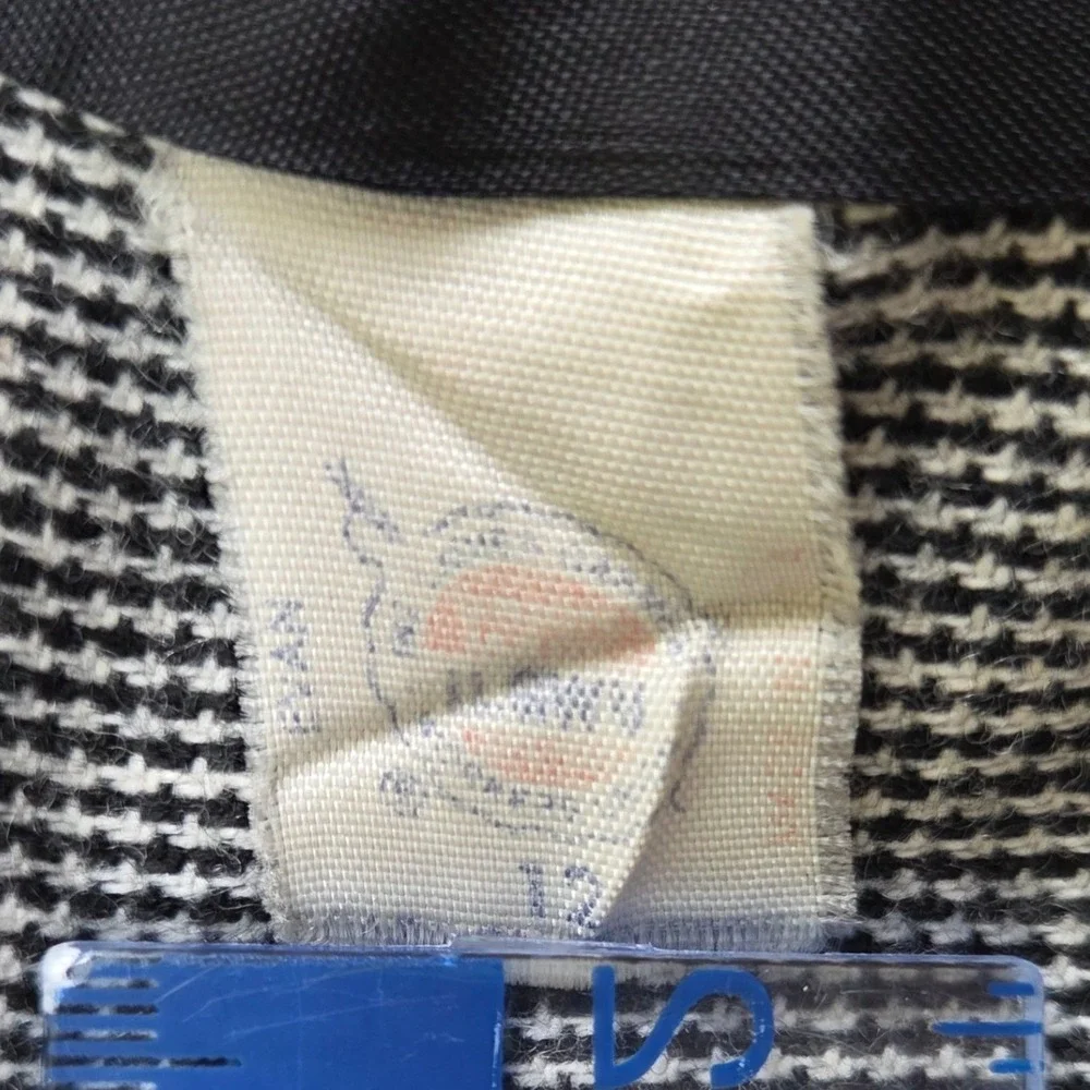 Evan-Picone Blazer Houndstooth Womens 12 Black White Vintage Jacket Made in USA